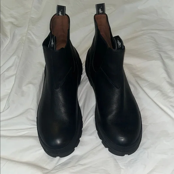 Black Leather Ankle Boots polo Ralph lauren size 12